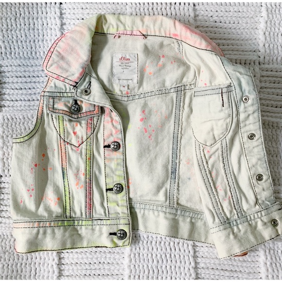 S. Oliver Paint Splatted Jean Vest Buttons Size 98 - Picture 4 of 4